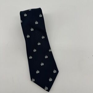 Givenchy Silk Necktie Navy Blue Crown Print 56" Length 3.25" Width Italy